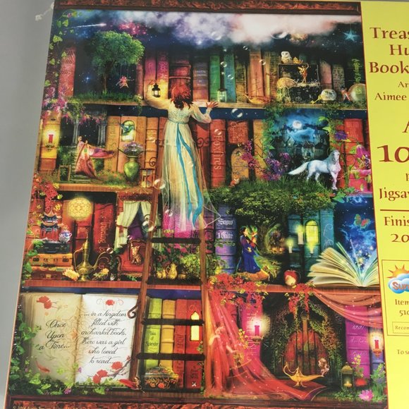 Treasure Hunt Bookshelf Art Aimee Stewart 1000 Piece Jigsaw Puzzle 20 x 27 NEW - Picture 2 of 6